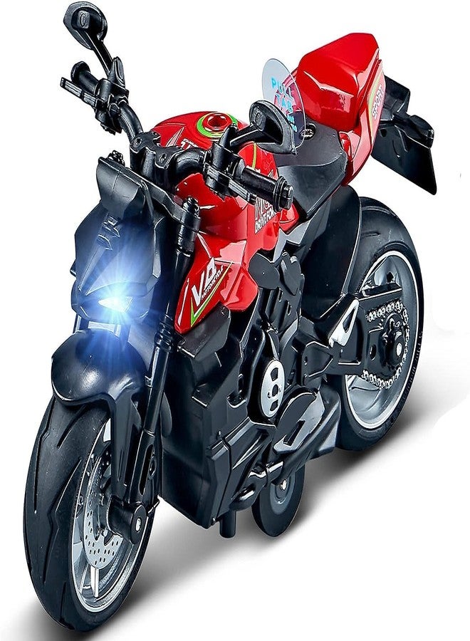 PLUSPOINT Diecast Motorcycle Toy Ducati Bike Scale Model,Pull Back Vehicles Alloy Simulation Superbike with Lights and Sound Also for Car Dashboard,Kids,Adult - Image 1